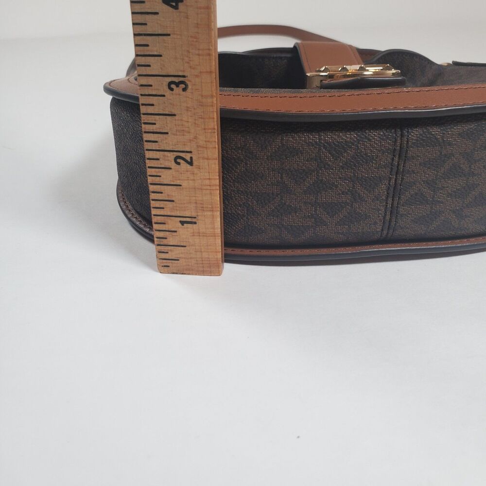 Michael Kors Women’s Crossbody Bag Small Brown "Gabby" Logo Print Hobo MK - Picture 12 of 13